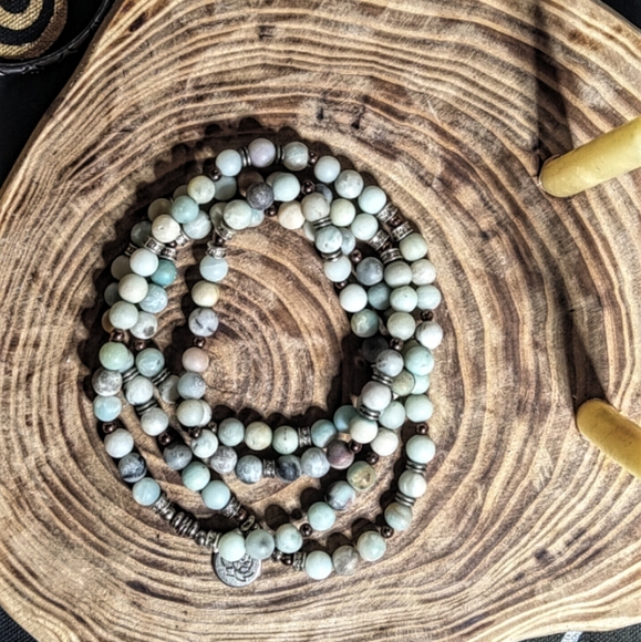 Hand-made Amazonite Stone Unisex Mala - Picture 2 of 2